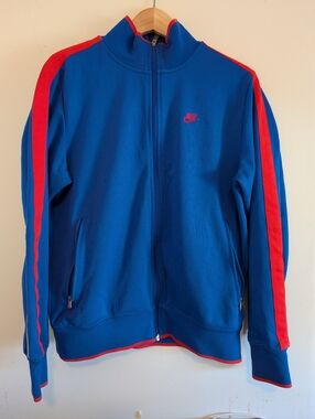 Vintage Nike Sportswear Zippered Warm up Jacket Medium Blue And Red